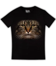 Прикольные футболки: кот на черной фото